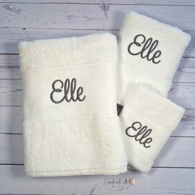 Handtuch Set mit Namen bestickt - Handtuchset personalisiert in 3 Größen - Geschenkidee I verschiedene Farben
