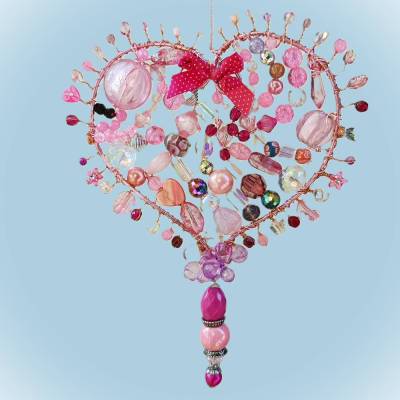 Funkelnder Sonnenfänger rosa pink Herz Feng shui Suncatcher Fensterschmuck Geschenk