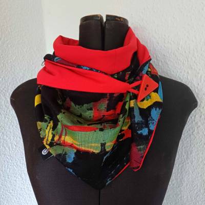 Sommer- Schaltuch, Dreiecktuch, mit Knopf, Wickelschal, Wendehalstuch
