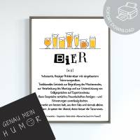 lustige Definition Bier Poster zum Ausdrucken | digitale Datei ausdrucken und aufhängen | Bierposter