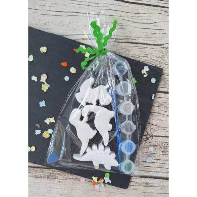 DIY-Set Dino ~ Goodie-Bag ~ Kindergeburtstag ~ Mitbringsel ~ Einschulung ~ Figuren zum bemalen ~ Acrylfarbe