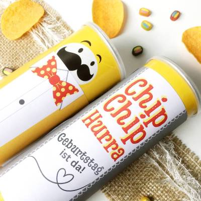 Druckvorlage Geburtstag - Chips-Banderole zum Vatertag - Etikett Chipsdose - Glückwunsch - Geschenkidee - ausdrucken