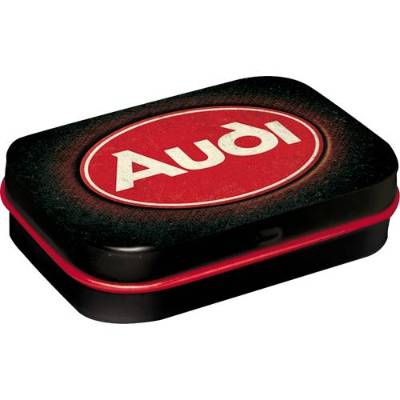 Audi Pillendose klein – Stylische Dose mit Pfefferminzdragees aus Stahlblech