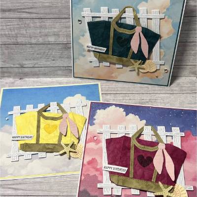 Glückwunschkarten Grußkarten „Happy Birthday“ Geburtstag Sommer Strandtasche Bag Frauen Mädchen Handmade Stampin‘ Up!