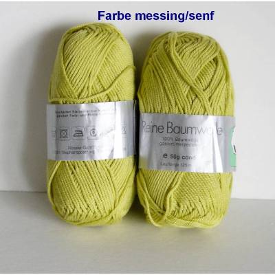 Baumwollgarn Häkelgarn 100% Baumwolle mercerisiert senfgelb, messing, Amigurumi Topflappen Spüllappen Sommergarn