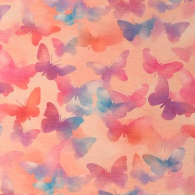 Jersey Digital Baumwolljersey Stoff Schmetterlinge rosa meliert 