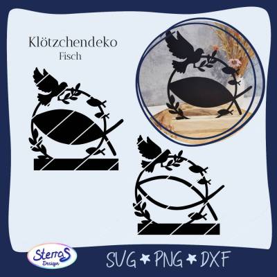 Fisch Klötzchendeko • christliche Plotterdatei & Laserdatei SVG DXF PNG • für Taufe Konfirmation Kommunion • für Holz & 