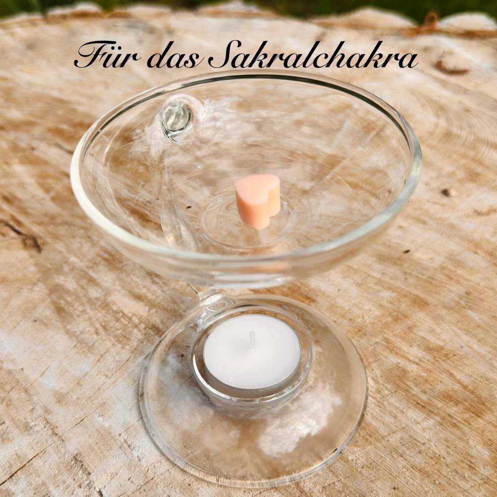 Glas Duftlampe mit Chakra Duftwachs – Sojawachs Aromalampe für Meditation & Balance