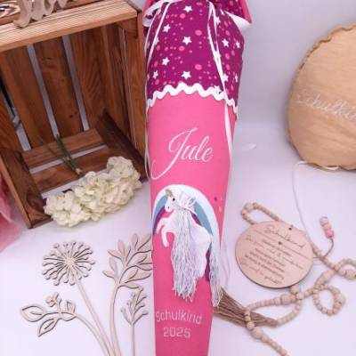 Schultüte Einhorn mit Regenbogen passend zum Step by Step Sweet Unicorn Nuala, personalisierte Schultüte