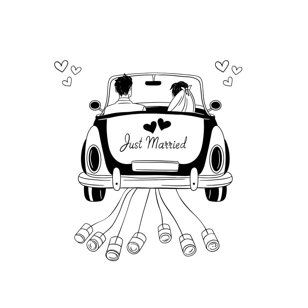 Hochzeitsauto Wedding car PNG SVG Datei - Download Plotterdatei - svg png Datei - Liebe Love Hochzeitspaar Hochzeit Ehe Bild 1
