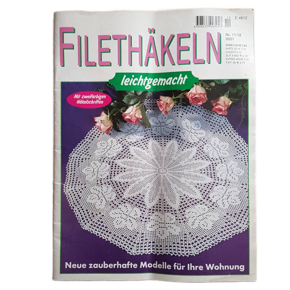 Vintage 2001 - Zeitschrift - Filethäkeln leichtgemacht mit zweifarbigen Häkelschriften Bild 1