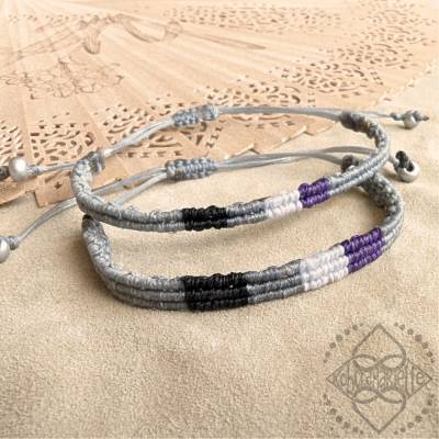 Asexuelles Pride-Armband  - Makramee – Größenverstellbar und individuell - Queer - CSD - LGBTQIA+