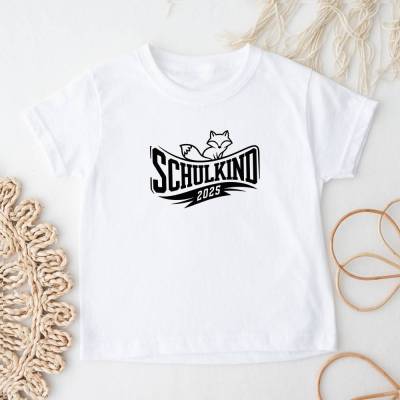 Schulkind T-Shirt 2025 – Einschulung Kinder T-Shirt mit Fuchs aus Baumwolle