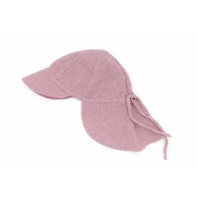 Musselin Sonnenhut altrosa für Babys und Kinder, mit Schirm und Nackenschutz, Sonnenschutz Mädchen