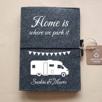 Personalisierter Filzumschlag Camping DIN A5 mit Campingmotiv 