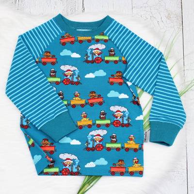 Langarmshirt | Schnatterinchen | Pittiplatsch | Sandmann | Moppi | Baumwollshirt | Raglanshirt | Eisenbahn | petrol