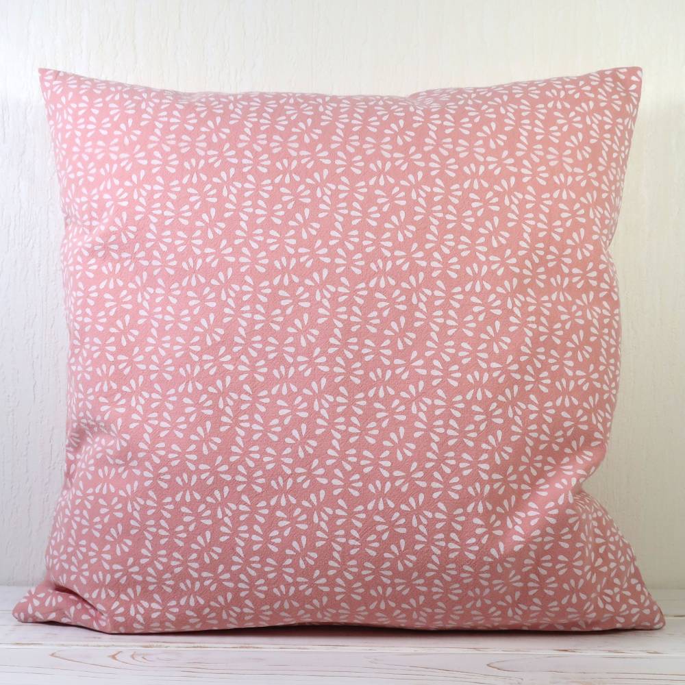 Kissenhülle Kissenbezug skandinavischer Stil ca. 40 x 40 cm in Rosa und Weiß mit floralem Design