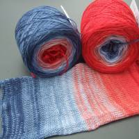 100% Schurwolle Merino extrafein Bobbel gefachter Farbverlauf Wolke 7 Rotes Meer 4-fädig
