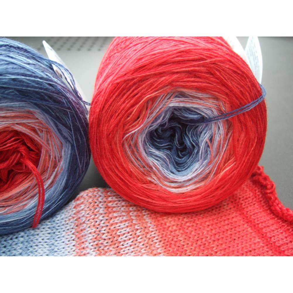 100% Schurwolle Merino extrafein Bobbel gefachter Farbverlauf Wolke 7 Rotes Meer 4-fädig Bild 5