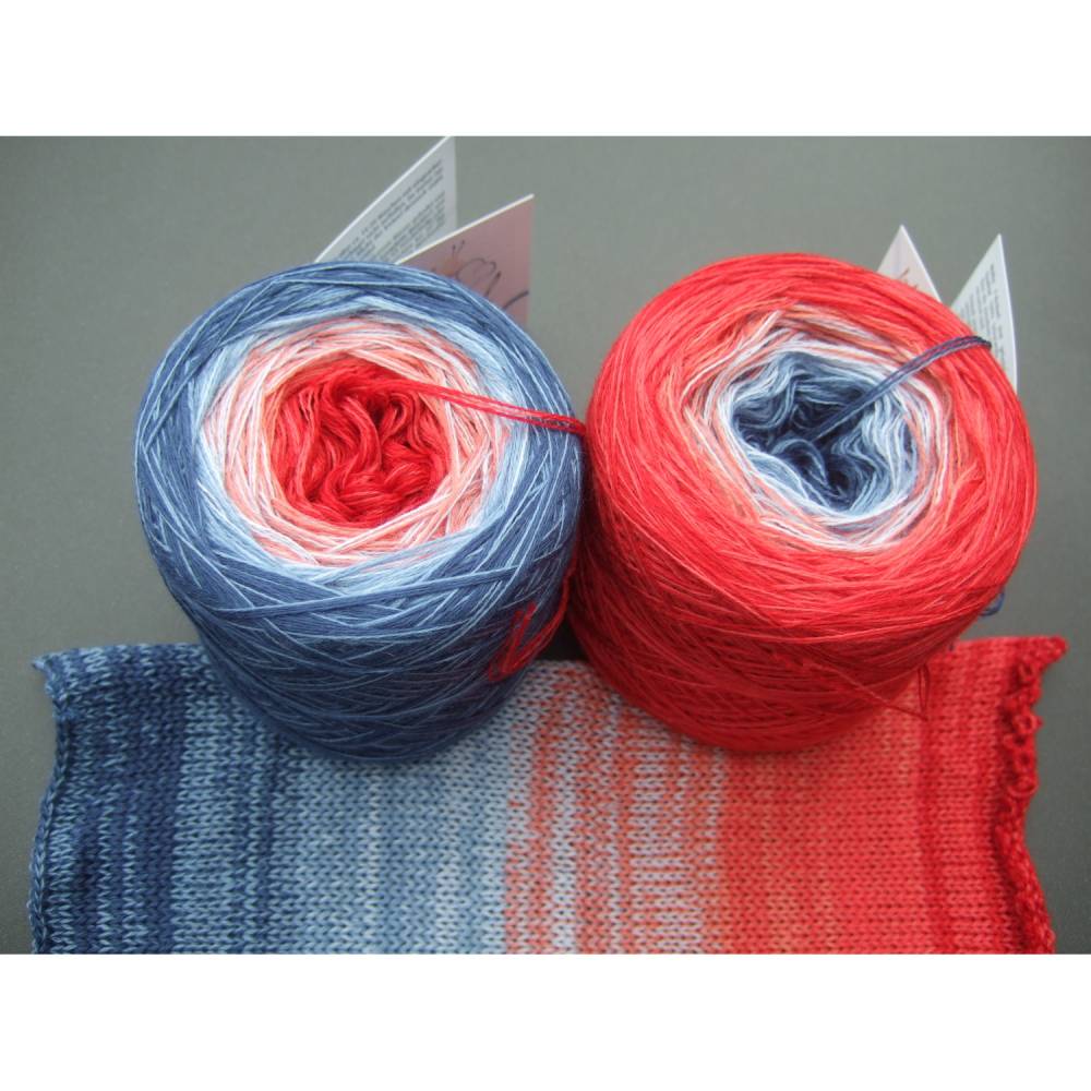 100% Schurwolle Merino extrafein Bobbel gefachter Farbverlauf Wolke 7 Rotes Meer 4-fädig Bild 6