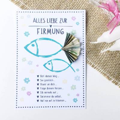 Druckvorlage Geldgeschenk - zur Firmung - Glückwunschkarte - Karte Firmung - Gratulation - Fischmotiv