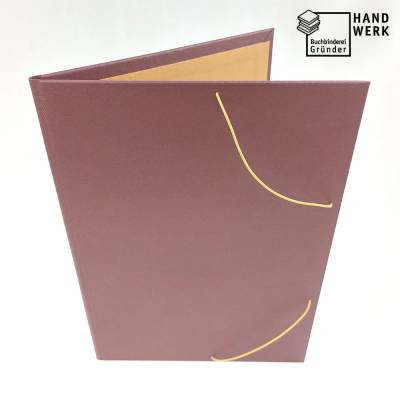 DIN A4 Mappe, dunkelrot ocker, Eckspannermappe, Sammelmappe, handgefertigt