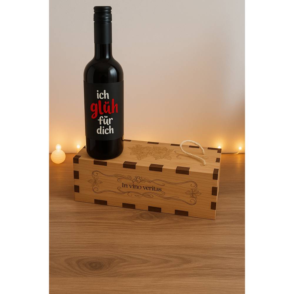 Hochwertige Weinbox aus Buchenholz mit Lasergravur – stilvolle Geschenkverpackung für Weinliebhaber Bild 1