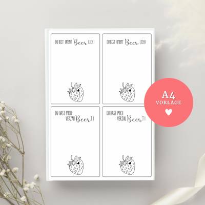 Karten für Geschenktüten "UnentBEERlich" PDF Datei A4 | Druckvorlage