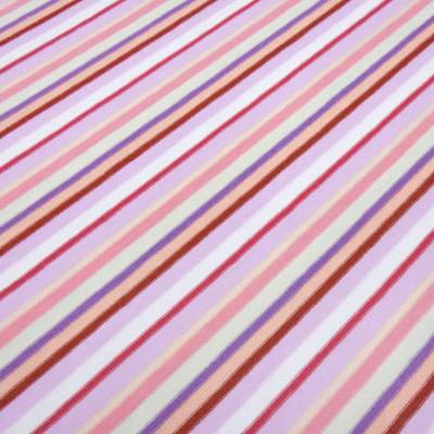 Stoff Baumwolle Jersey mit bunten Streifen Design flieder rosa weiß sand lila rot gestreift Kleiderstoff