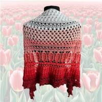 Häkelanleitung Tuchstola Tulpenwiese – Frühling häkeln, Flügeltuch-Design, Anleitung & Muster