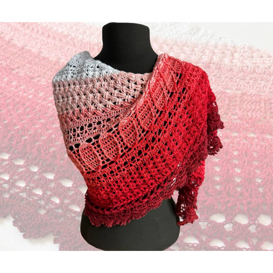 Häkelanleitung Tuchstola Tulpenwiese – Frühling häkeln, Flügeltuch-Design, Anleitung & Muster Bild 2