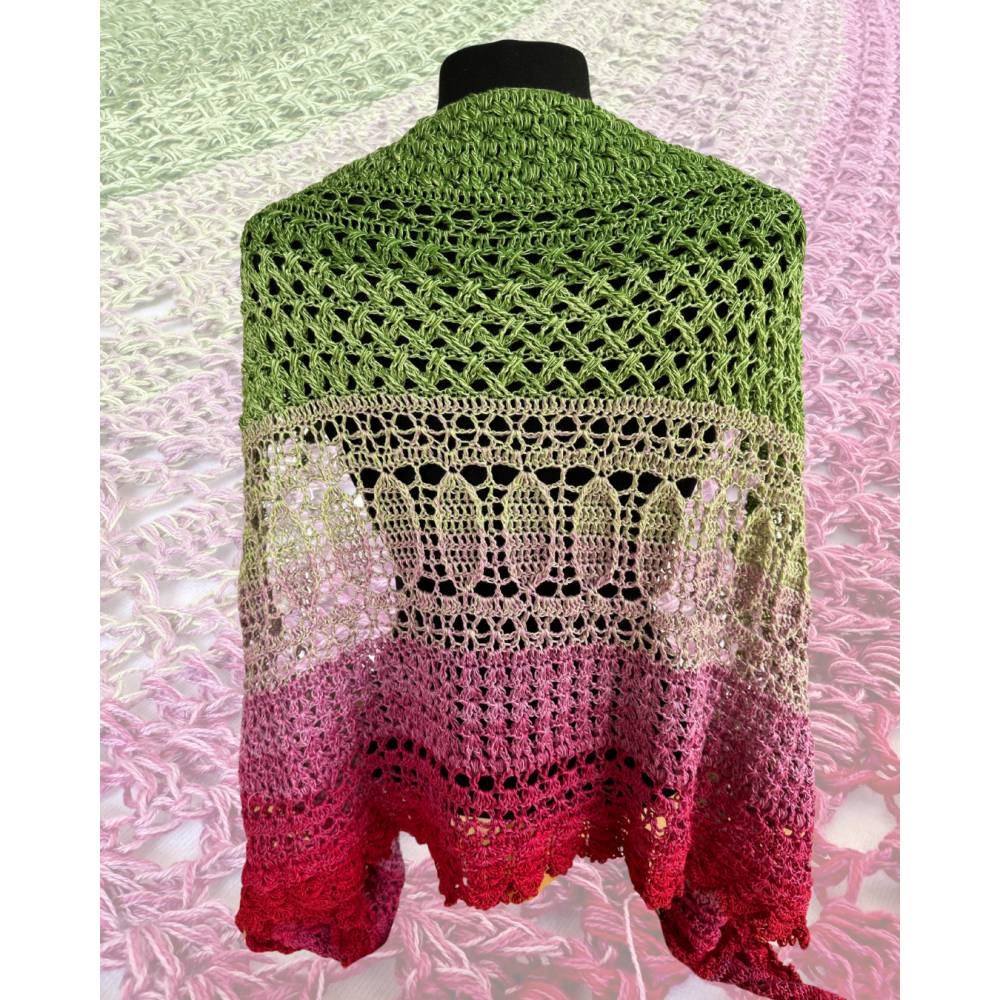 Häkelanleitung Tuchstola Tulpenwiese – Frühling häkeln, Flügeltuch-Design, Anleitung & Muster Bild 4