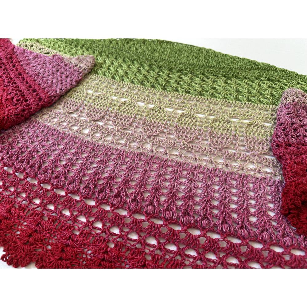 Häkelanleitung Tuchstola Tulpenwiese – Frühling häkeln, Flügeltuch-Design, Anleitung & Muster Bild 6