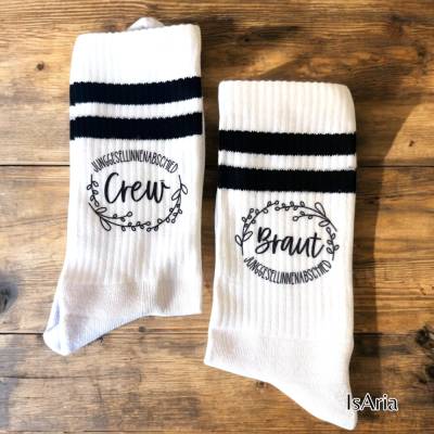 JGA Socken, Braut Socken, Tennissocken, Crew, Junggesellinnenabschied, Strümpfe