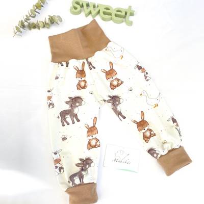 Pumphose mitwachsend, Größe 68-74, creme, Esel & Freunde, handmade, Mausbär