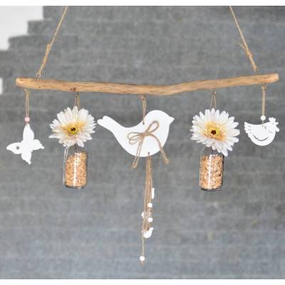 Fensterdeko, Deko Ast, Sommer fertig dekoriert