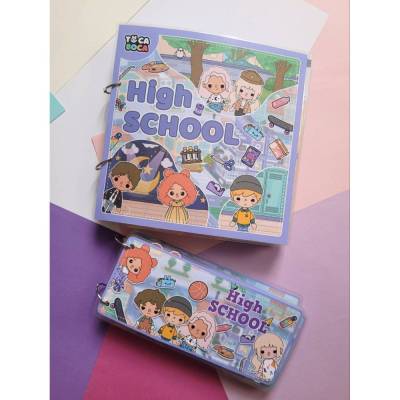 Toca Boca Schule Busy Book – Montessori Spielbuch für Kinder, handgemacht, 12 Spielfelder, 130 Teile, Klettverschluss, Motorik, 21x21