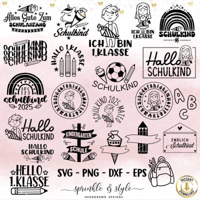 Plotterdatei Schulkind, Plotterdatei Einschulung, svg, Einschulung dxf Schulstart, Schulanfang Sprüche - Cricut, Clipart