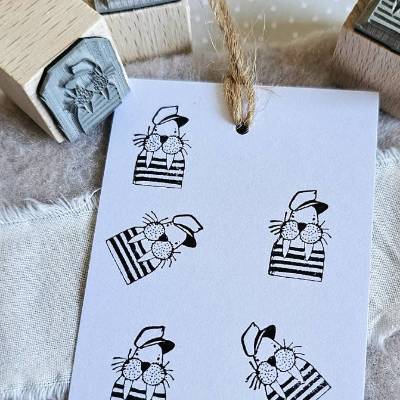 Walross-Stempel – Seemann mit Bart & Mütze – Holzstempel ab 2x2 cm – Motiv 1410