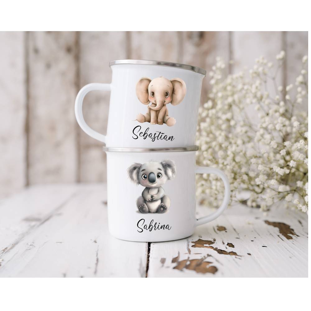 Emaille Tasse, Emaille Tasse Kinder, Kindertasse, Tasse Kinder, Becher personalisiert, Mugs, Geburtstag Geschenk
