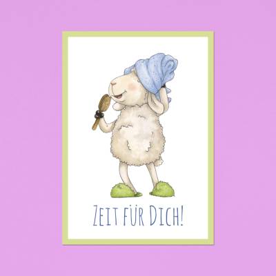 Postkarte: Zeit für Dich, Entspannung, Wellness, Spa, Auszeit, Erholung, Achtsamkeit, Chillen, Ruhe, Grußkarte, A6