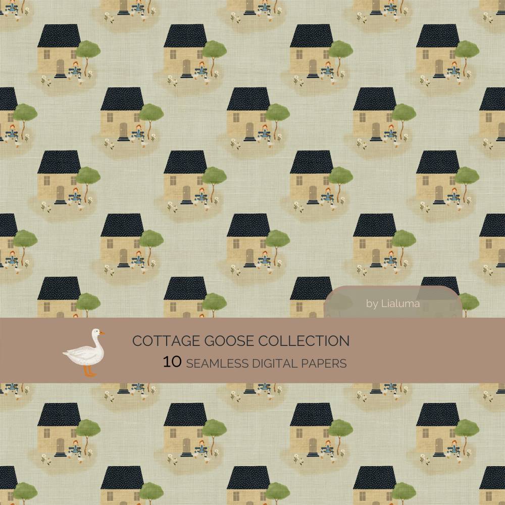 Cottage Goose Collection: 10 hand drawn Seamless Patterns for Scrapbooking and Sublimation, Paper Crafts Bild 10