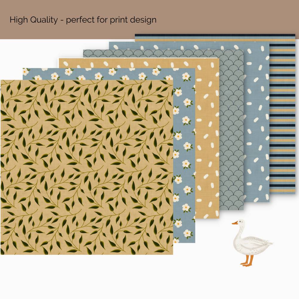 Cottage Goose Collection: 10 hand drawn Seamless Patterns for Scrapbooking and Sublimation, Paper Crafts Bild 3