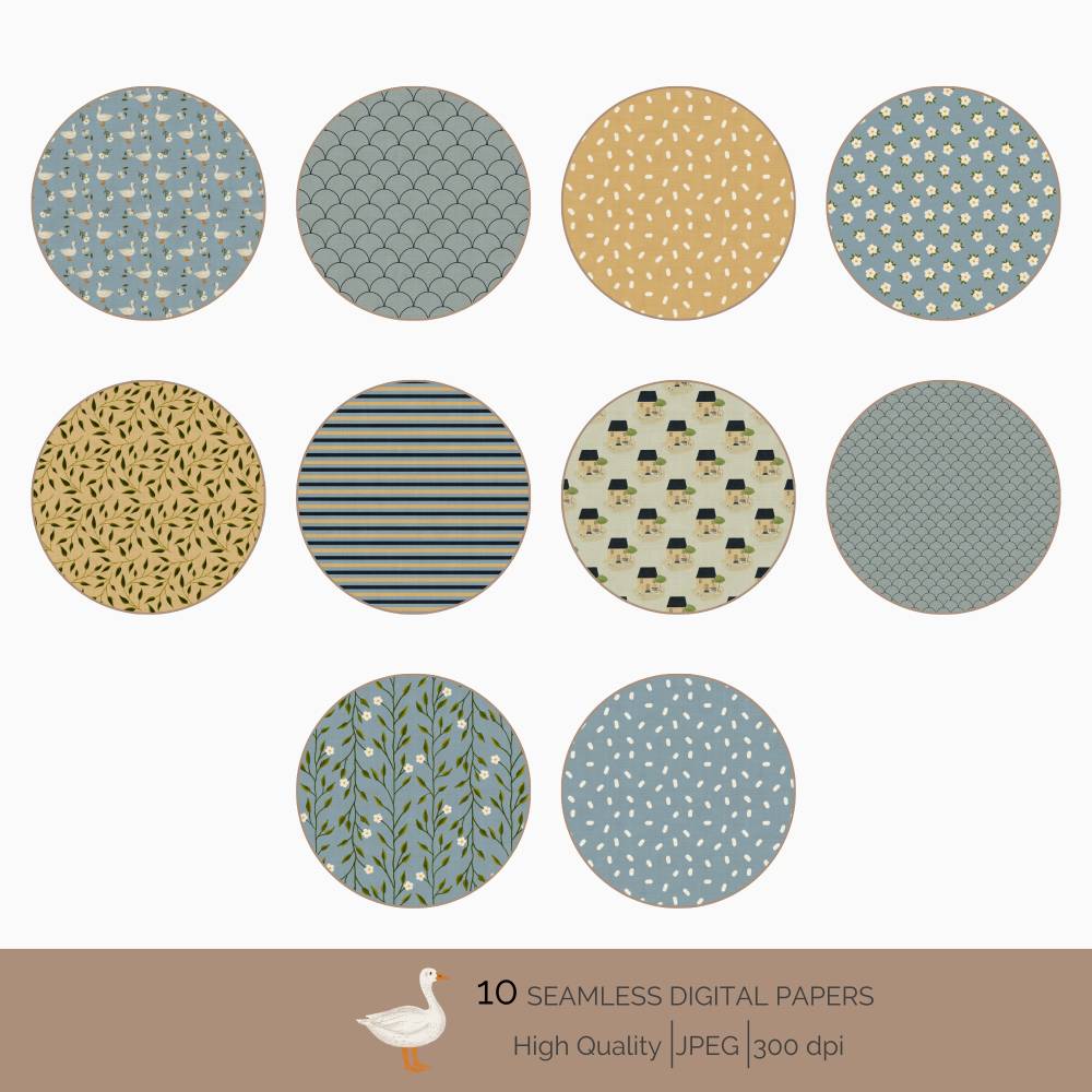 Cottage Goose Collection: 10 hand drawn Seamless Patterns for Scrapbooking and Sublimation, Paper Crafts Bild 5