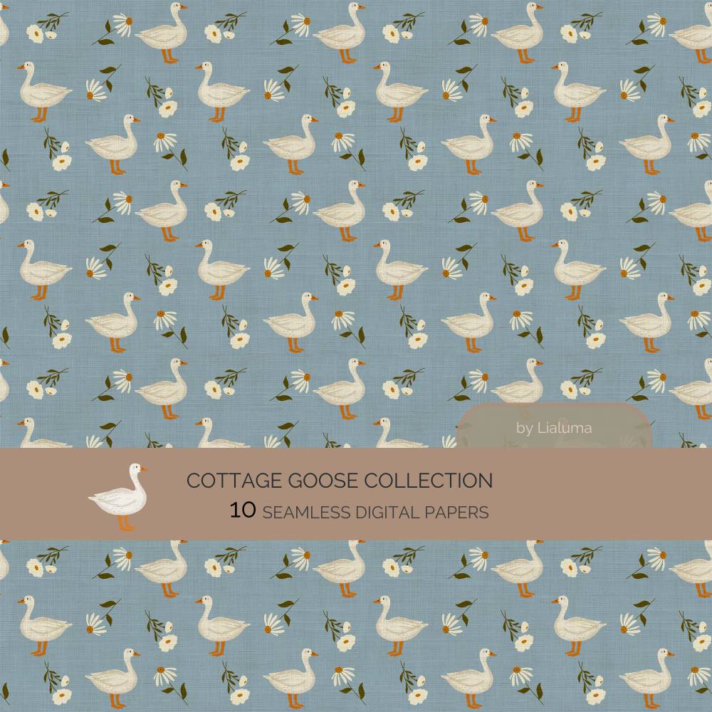 Cottage Goose Collection: 10 hand drawn Seamless Patterns for Scrapbooking and Sublimation, Paper Crafts Bild 8