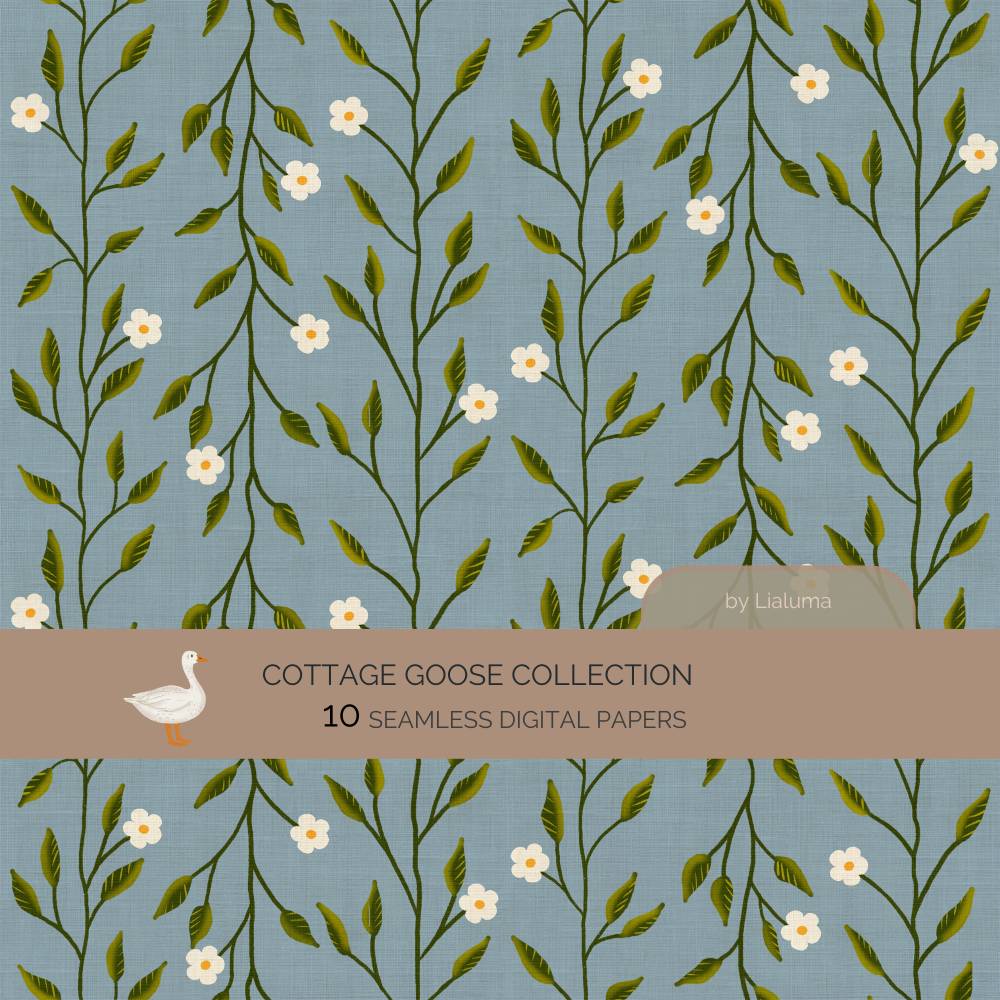 Cottage Goose Collection: 10 hand drawn Seamless Patterns for Scrapbooking and Sublimation, Paper Crafts Bild 9