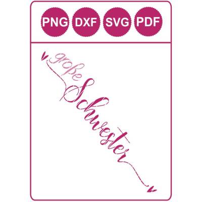"Große Schwester" Herz - Dateiformate SVG/DXF/PDF/PNG