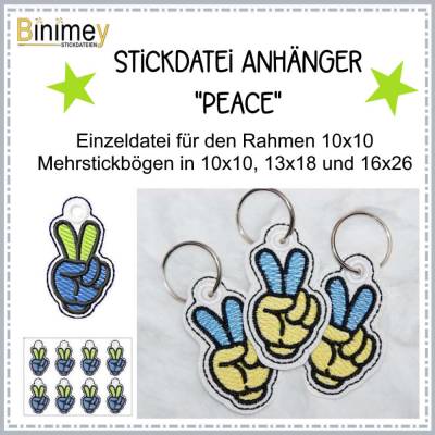Stickdatei Schlüsselanhänger "Peace"