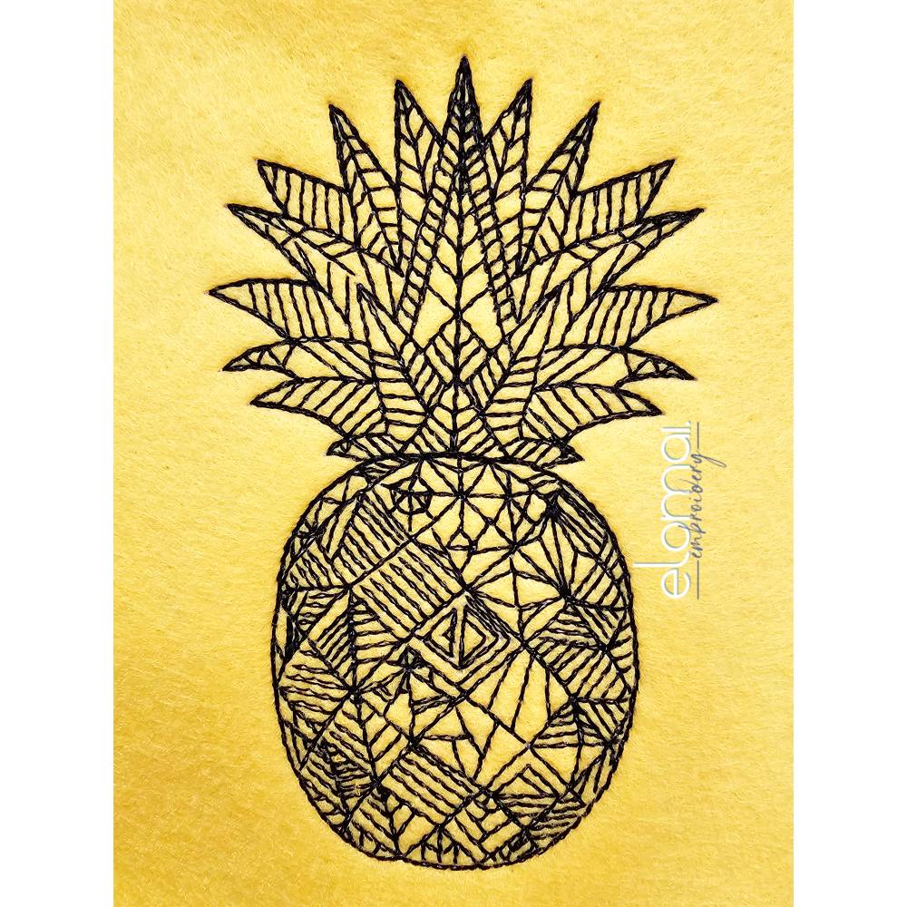 Stickdatei Ananas - Anatrocken REDWORK in 7 Größen (10x10 - 20x36) Polygon Stil modernes Lineart Bild 1