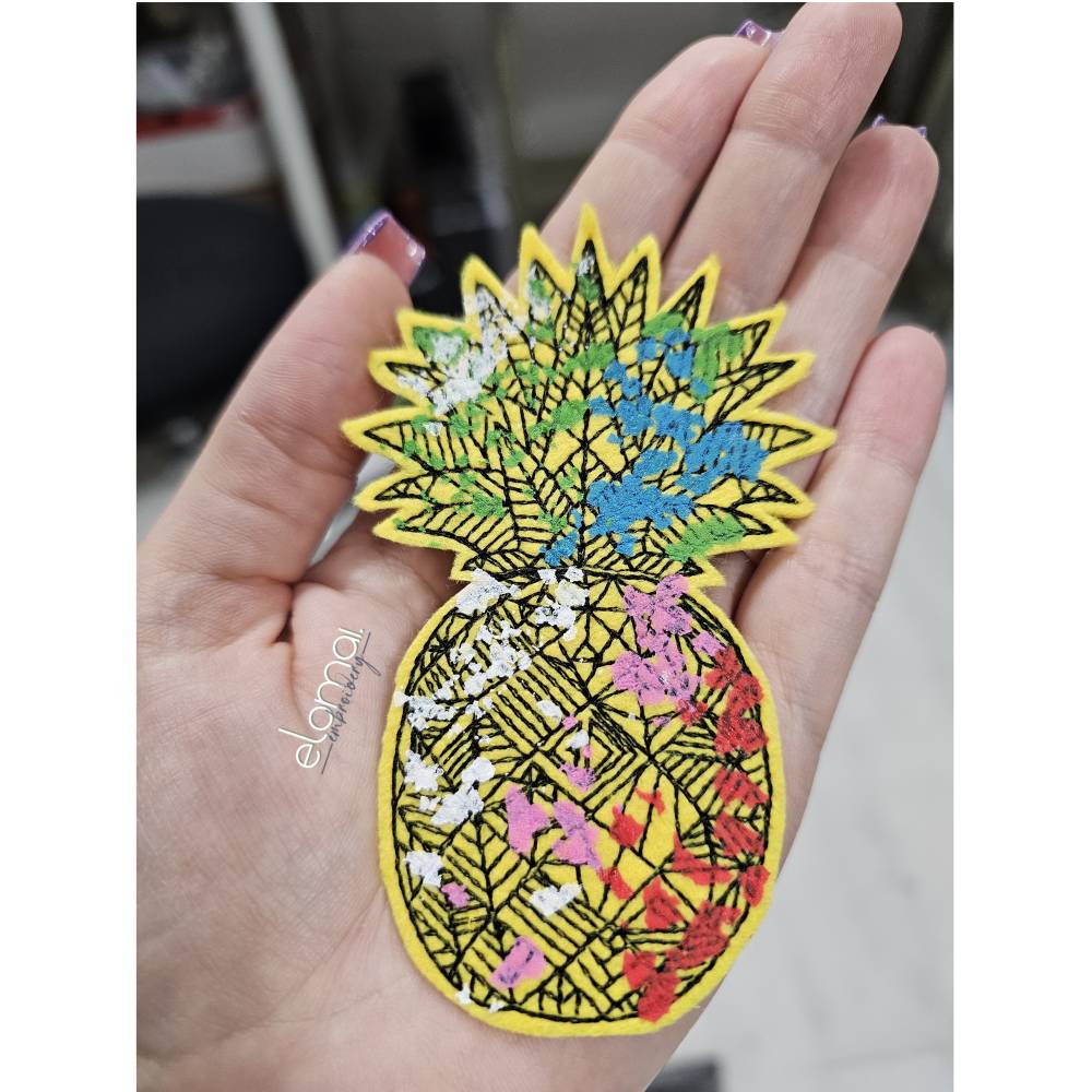Stickdatei Ananas - Anatrocken REDWORK in 7 Größen (10x10 - 20x36) Polygon Stil modernes Lineart Bild 5